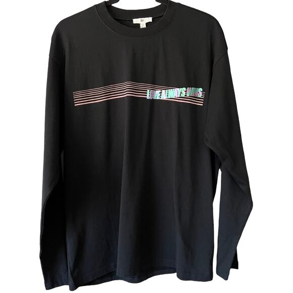 Bp. Love Always Wins Pride Black Graphic T-Shirt Long Sleeve Crew Neck Medium - Picture 7 of 7